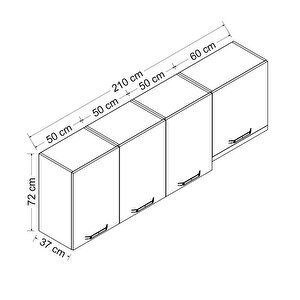 Minar 210 Cm Mutfak Dolabı Beyaz  210-b7-üst Modül