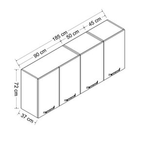 Minar 185 Cm Mutfak Dolabı Beyaz 185-b1-üst Modül