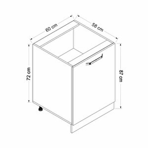 Minar Mutfak Alt Modül 1 Kapaklı 1 Raflı 60cm Dolap Beyaz  - B1