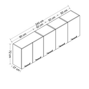 Minar 240 Cm Mutfak Dolabı Beyaz 240-b1-üst Modül