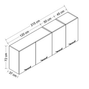 Minar 215 Cm Mutfak Dolabı Beyaz 215-b2-üst Modül
