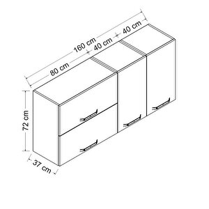Minar 160 Cm Mutfak Dolabı Beyaz 160-b2-üst Modül