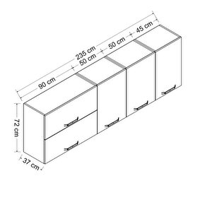 Minar 235 Cm Mutfak Dolabı Beyaz 235-b2-üst Modül