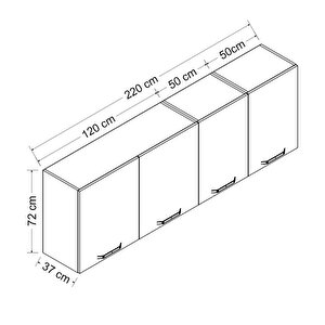 Minar 220 Cm Mutfak Dolabı Beyaz 220-b1-üst Modül