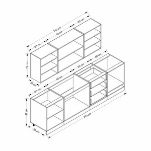 Mi̇nar 270 Cm Mebran C Mutfak Dolabi Beyaz Antrasi̇t 270-mcba3