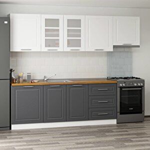 Mi̇nar 270 Cm Mebran C Mutfak Dolabi Beyaz Antrasi̇t 270-mcba2