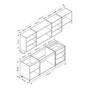 Mi̇nar 270 Cm Mebran C Mutfak Dolabi Beyaz Antrasi̇t 270-mcba2