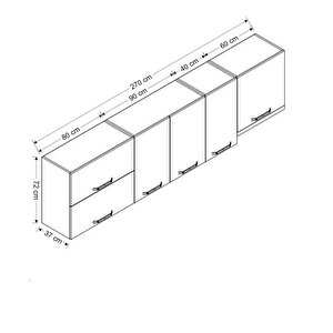 Minar 270 Cm Mutfak Dolabı Beyaz 270-b8-üst Modül