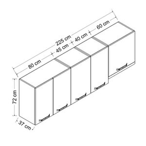 Minar 225 Cm Mutfak Dolabı Beyaz 225-b7-üst Modül