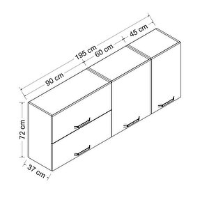 Minar 195 Cm Mutfak Dolabı Beyaz 195-b2-üst Modül