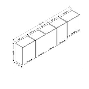 Minar 270 Cm Mutfak Dolabı Beyaz 270-b4-üst Modül