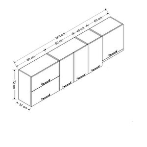 Minar 260 Cm Mutfak Dolabı Beyaz 260-b5-üst Modül