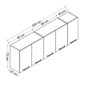 Minar 220 Cm Mutfak Dolabı Beyaz 220-b3-üst Modül