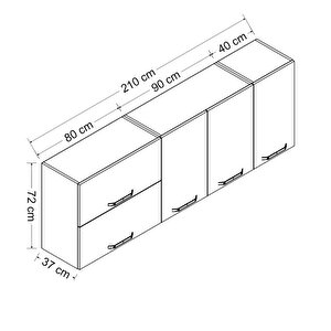 Minar 210 Cm Mutfak Dolabı Beyaz 210-b2-üst Modül