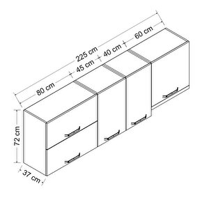 Minar 225 Cm Mutfak Dolabı Beyaz 225-b4-üst Modül