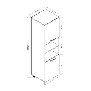 Minar 60 Cm Mutfak Boy Dolabı - Beyaz/dore D60-d2