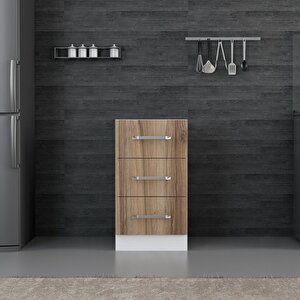 Minar Mutfak Alt Modül 3 Çekmeceli Nray 45cm Dolap Beyaz /dore - D1