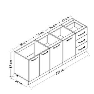 Minar 225 Cm Mutfak Dolabı Beyaz Dore 225-d1