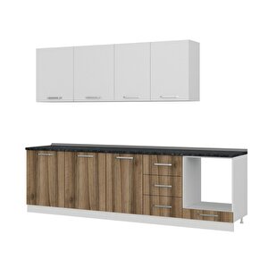 Minar 280 Cm Mutfak Dolabı Beyaz Dore 280-d3
