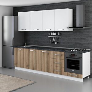 Minar 280 Cm Mutfak Dolabı Beyaz Dore 280-d3