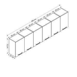 Minar 295 Cm Mutfak Dolabı Beyaz 295-b2-üst Modül