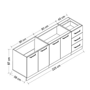 Minar 225 Cm Mutfak Dolabı Beyaz 225-b2