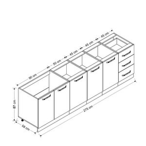 Minar 275 Cm Mutfak Dolabı Beyaz Dore 275-d1