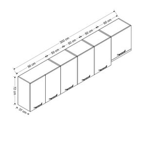 Minar 300 Cm Mutfak Dolabı Beyaz 300-b5-üst Modül