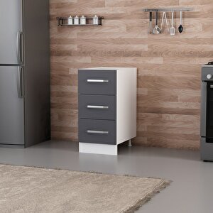 Minar Mutfak Alt Modül 3 Çekmeceli Nray 40cm Dolap Beyaz /antrasit - A1