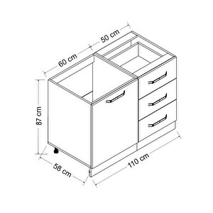 Minar 110 Cm Mutfak Dolabı Beyaz 110-b1-alt Modül