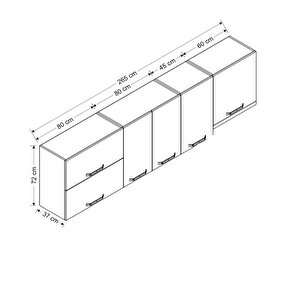 Minar 265 Cm Mutfak Dolabı Beyaz 265-b8-üst Modül