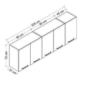 Minar 225 Cm Mutfak Dolabı Beyaz 225-b2-üst Modül