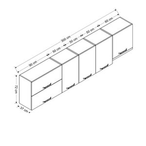 Minar 300 Cm Mutfak Dolabı Beyaz 300-b8-üst Modül
