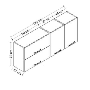 Minar 185 Cm Mutfak Dolabı Beyaz 185-b2-üst Modül
