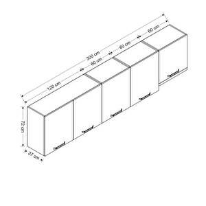 Minar 300 Cm Mutfak Dolabı Beyaz 300-b11-üst Modül