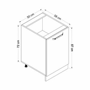 Minar Mutfak Alt Modül 1 Kapaklı 1 Raflı 50cm Dolap Beyaz  - B1