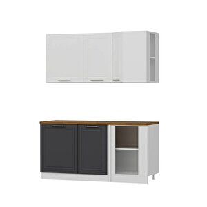 Mi̇nar 165cm Köşe Mutfak Dolabi Beyaz Antrasi̇t K165-mcba1