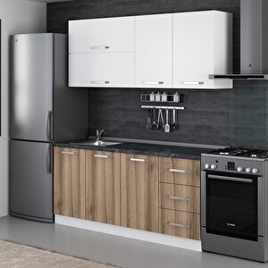 Minar 180 Cm Mutfak Dolabı Beyaz Dore 180-d2