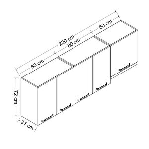 Minar 220 Cm Mutfak Dolabı Beyaz 220-b5-üst Modül