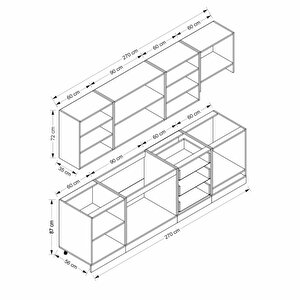 Mi̇nar 270 Cm Mebran C Mutfak Dolabi Beyaz 270-mcb1