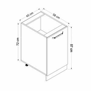 Minar Mutfak Alt Modül 1 Kapaklı 1 Raflı 45cm Dolap Beyaz /antrasit - A1