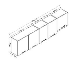 Minar 280 Cm Mutfak Dolabı Beyaz 280-b4-üst Modül