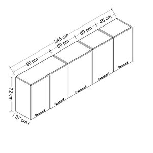 Minar 245 Cm Mutfak Dolabı Beyaz 245-b1-üst Modül