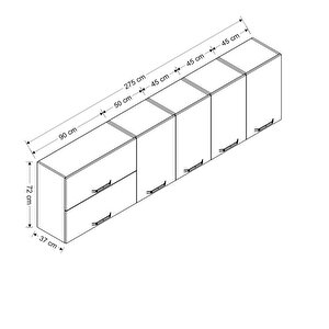 Minar 275 Cm Mutfak Dolabı Beyaz 275-b2-üst Modül