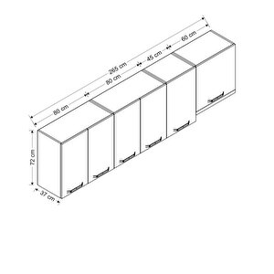 Minar 265 Cm Mutfak Dolabı Beyaz 265-b5-üst Modül