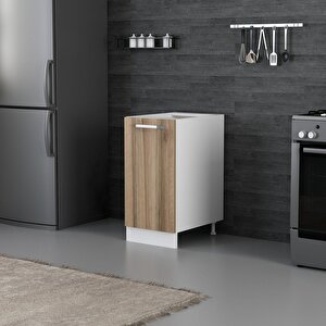 Minar Mutfak Alt Modül 1 Kapaklı 1 Raflı 40cm Dolap Beyaz /dore - D1