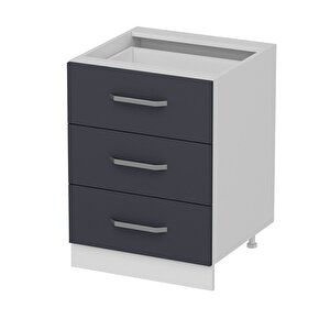 Minar Mutfak Alt Modül 3 Çekmeceli Nray 60cm Dolap Beyaz /antrasit - A1