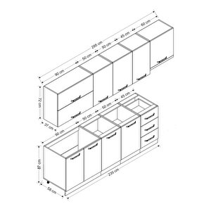 Minar 295 Cm Mutfak Dolabı Beyaz 295-b7