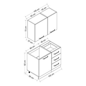 Minar 105 Cm Mutfak Dolabı Beyaz 105-b1