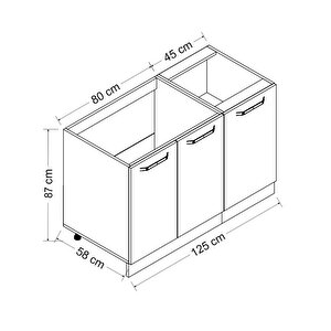 Minar 125 Cm Mutfak Dolabı Beyaz 125-b1-alt Modül